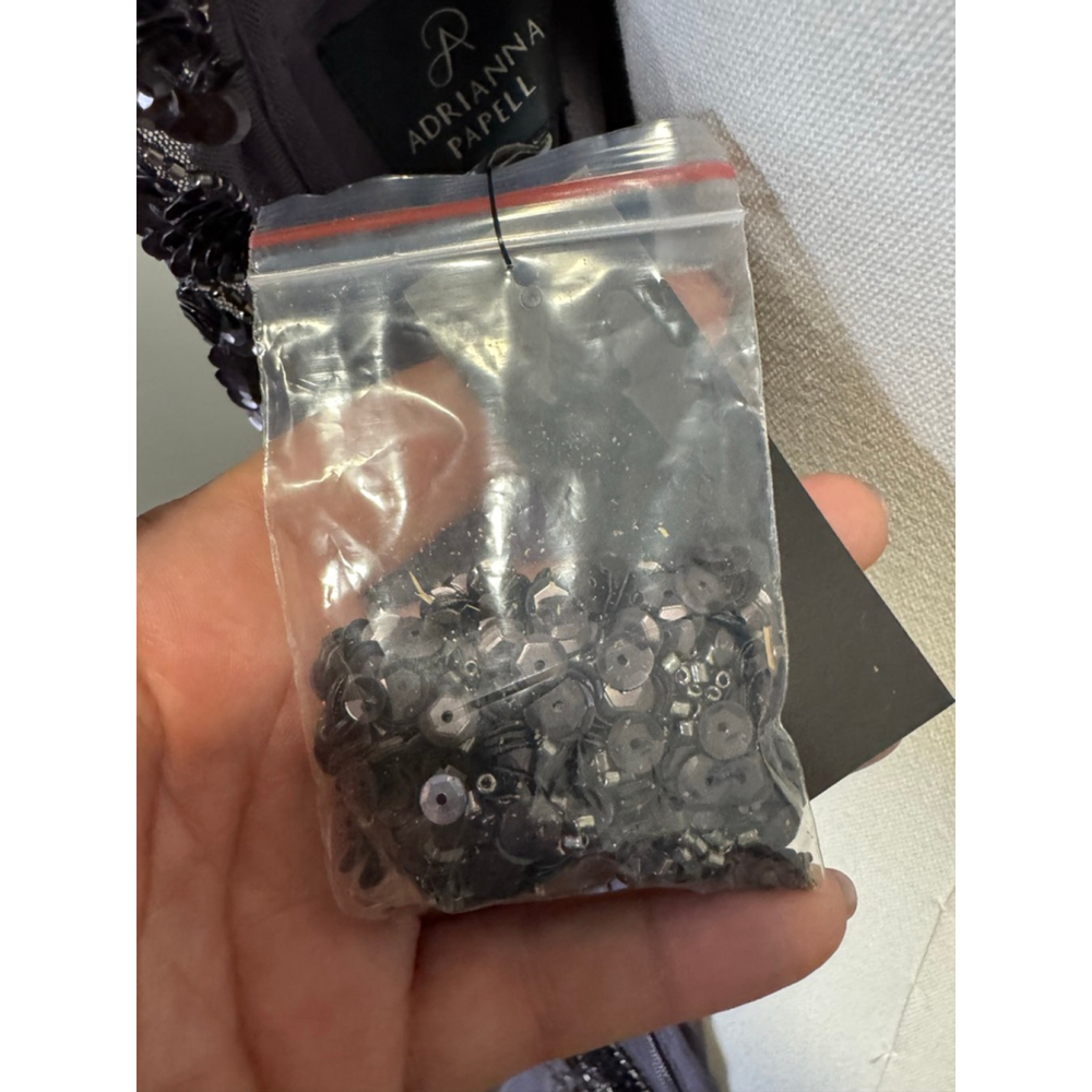 Women's Adrianna Papell Beaded Moonscape Maxi Dress US 6 Grey Black - Picture 12 of 13